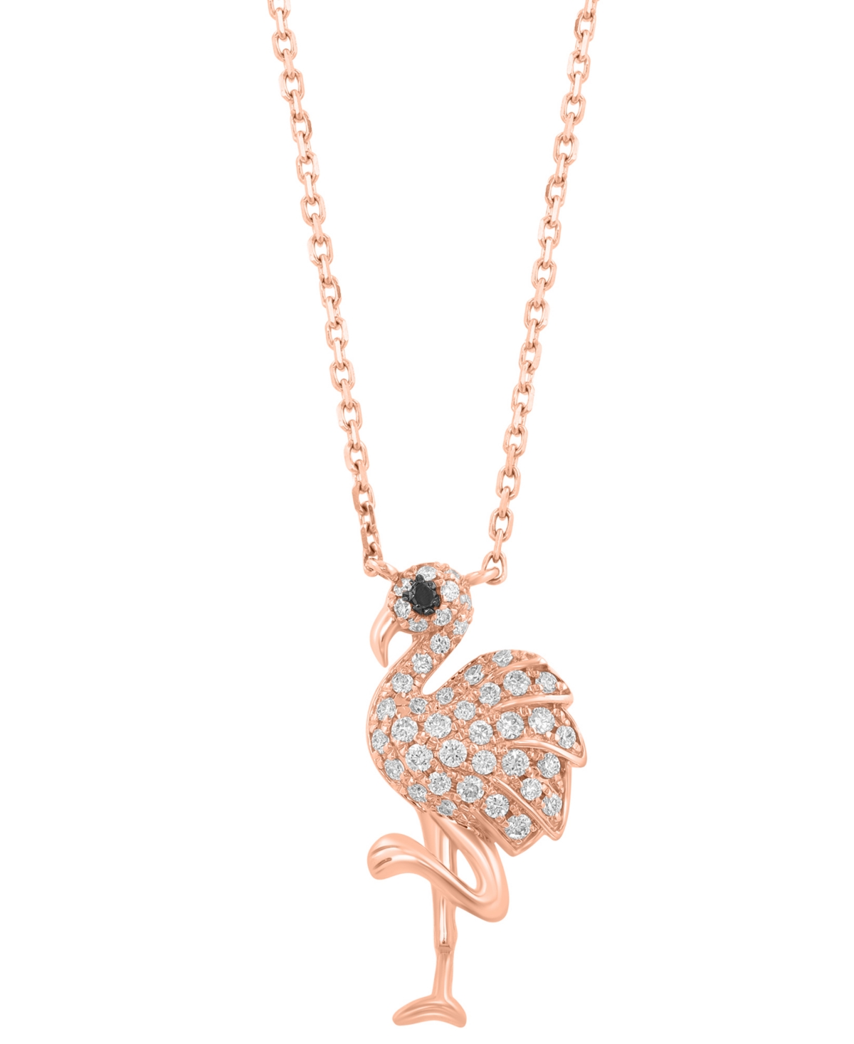 Effy Collection White Diamond (1/3 Ct. T.w.) And Black Diamond Accent (0.008 Ct. T.w.) Pendant Necklace In 14k Rose  In Gold