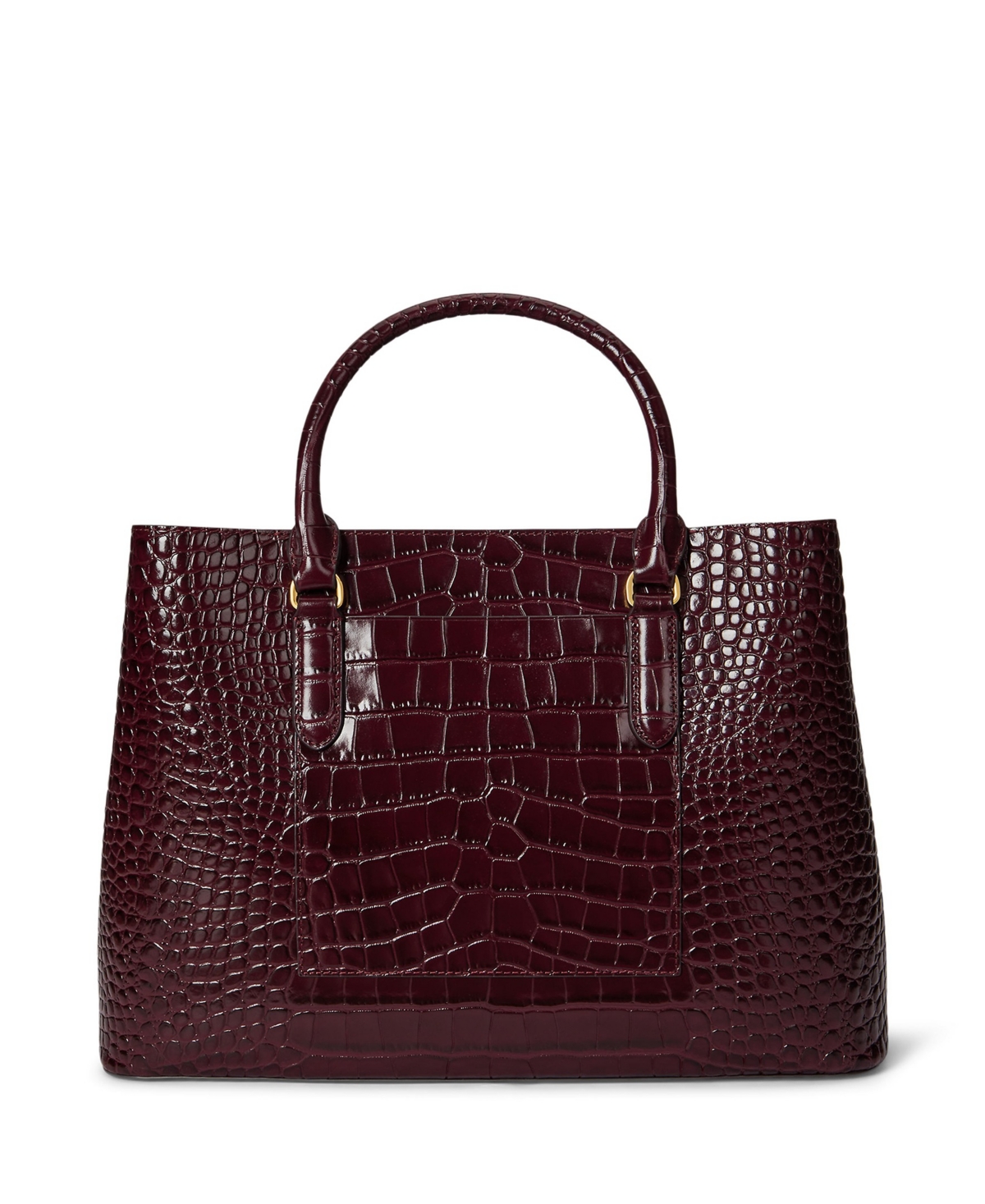 Ralph Lauren Marcy Large Embossed Leather Satchel Bag In Burgundy