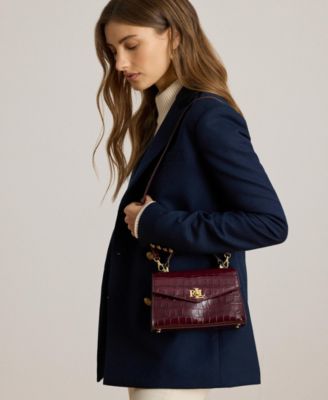 Crocodile-Embossed Small Farrah Satchel Bag