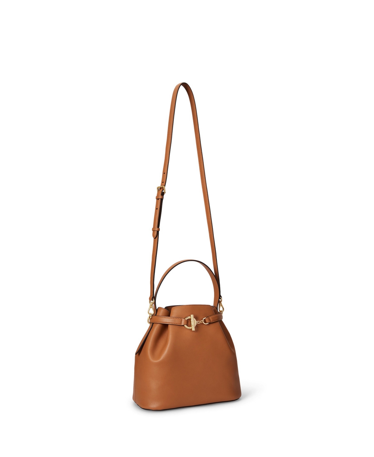 Ralph Lauren Leather Small Bucket Bag In Brown