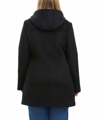 Plus Size Hooded Wool Blend Coat