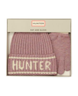 Hunter - Metallic Rib Logo Cuff Beanie and Gloves Boxed Gift Set