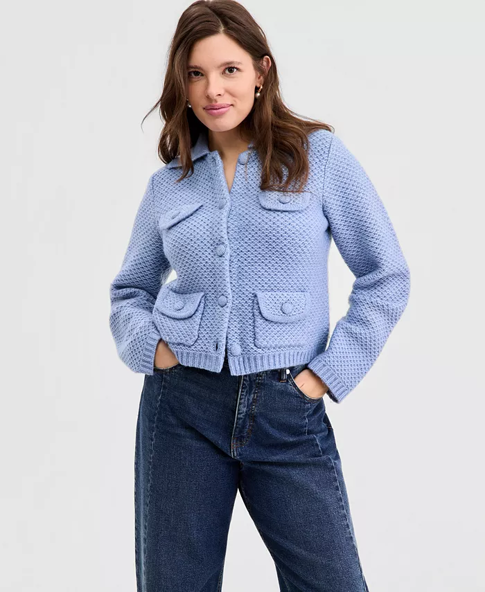 Women's Collared Sweater Jacket