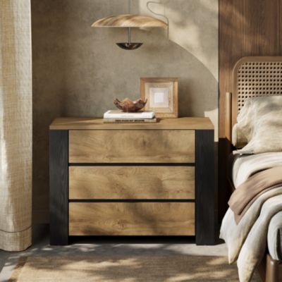 Oversized Nightstand, 36" Wide Night Stand with 3 Drawers, Extra Large Nightstand Bedside Table