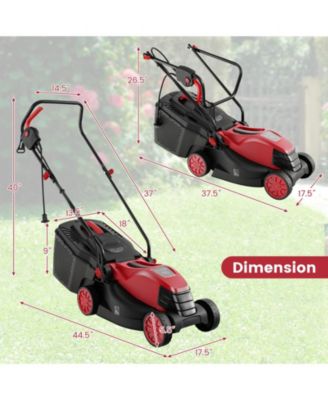 12-AMP 13.5 Inch Adjustable Electric Corded Lawn Mower with Collection Box