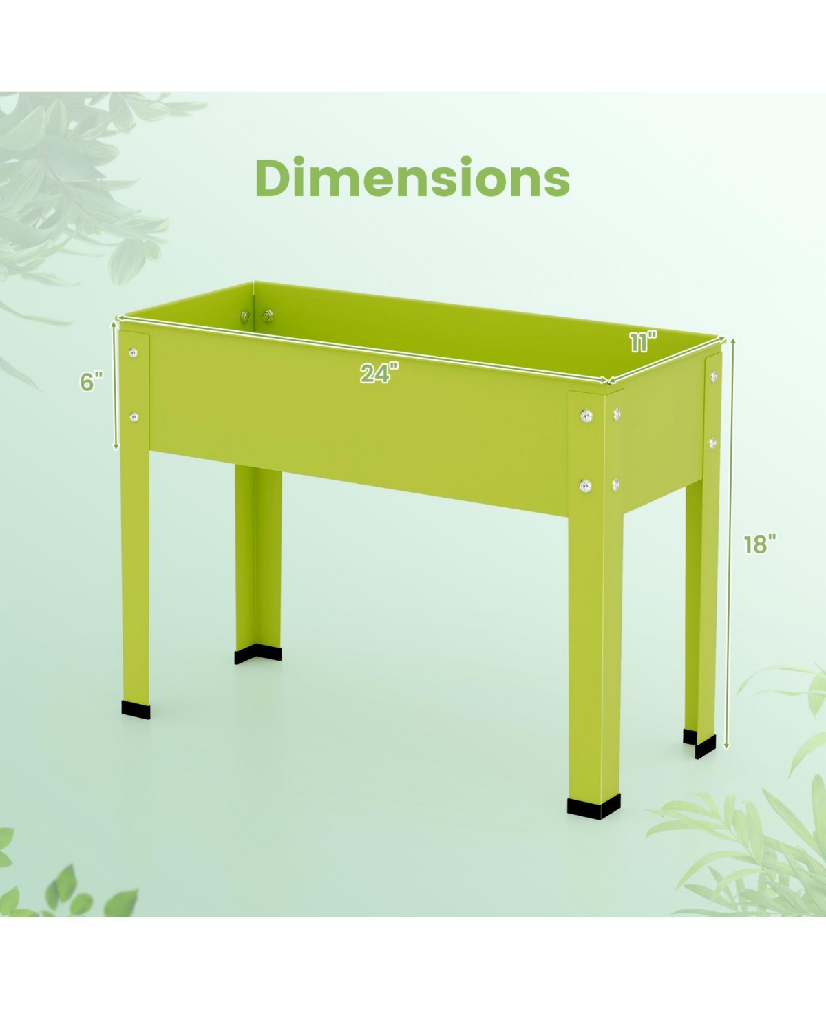 Metal Raised Garden Bed with Legs and Drainage Hole-24 x 11 x 18 inches