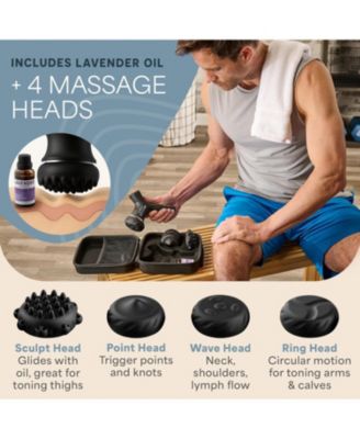 Spinergy Oil-Compatible Massage Gun – Deep Tissue Rotary Handheld Muscle Massager with 4 Heads, 6 Speeds & Lavender Oil