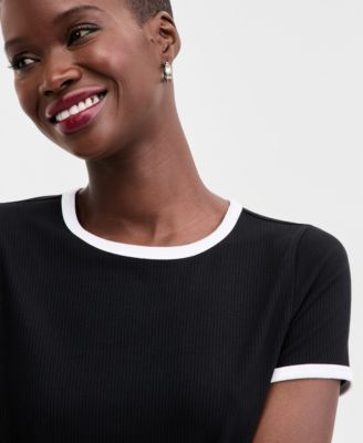 Women's Knit Short-Sleeve Trim Top, Macy's Exclusive