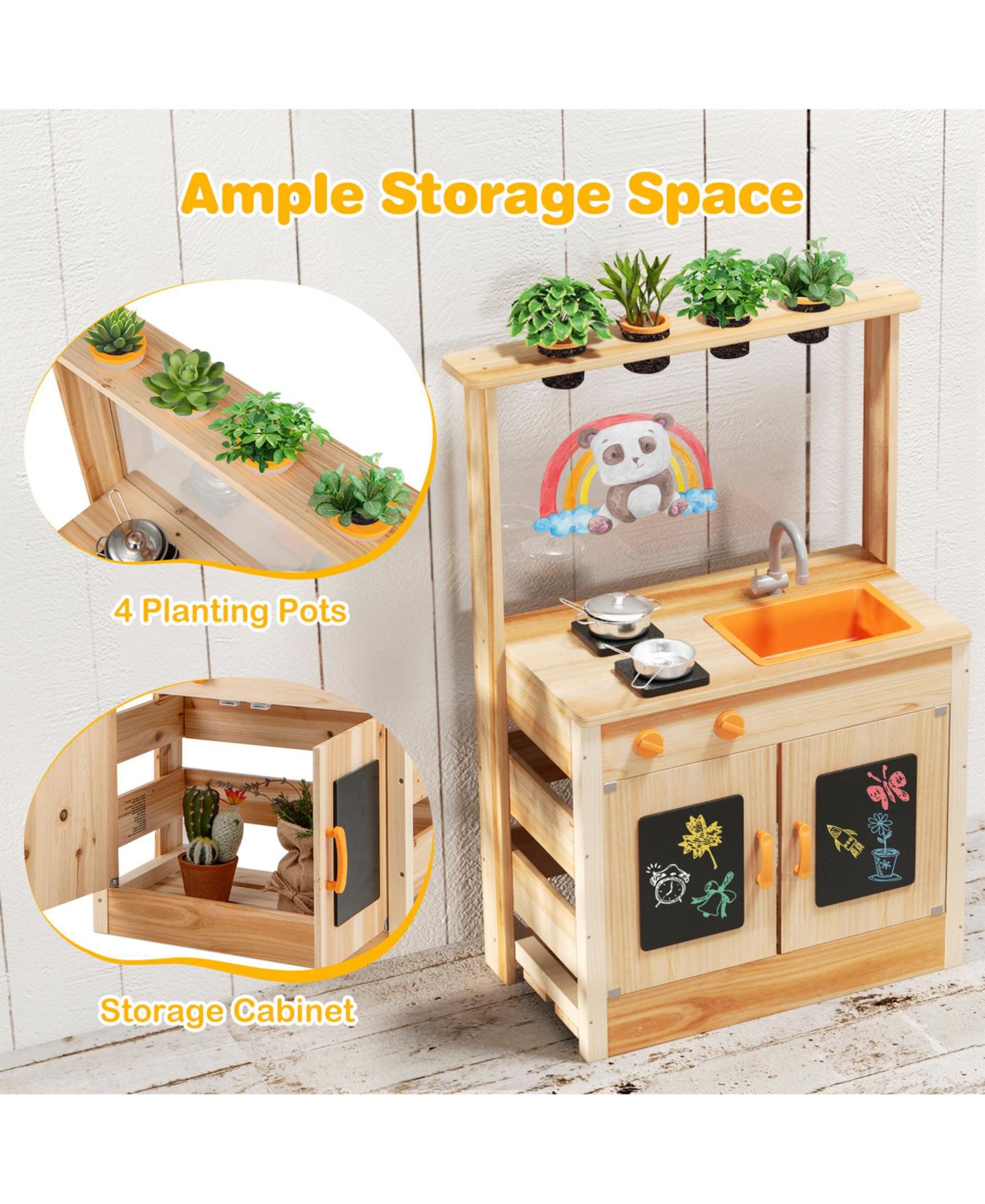 Детская игрушка SUGIFT Mud Kitchen Fir Wood Play Kitchen, Ages 3+, цвет: Натуральный — фото 5