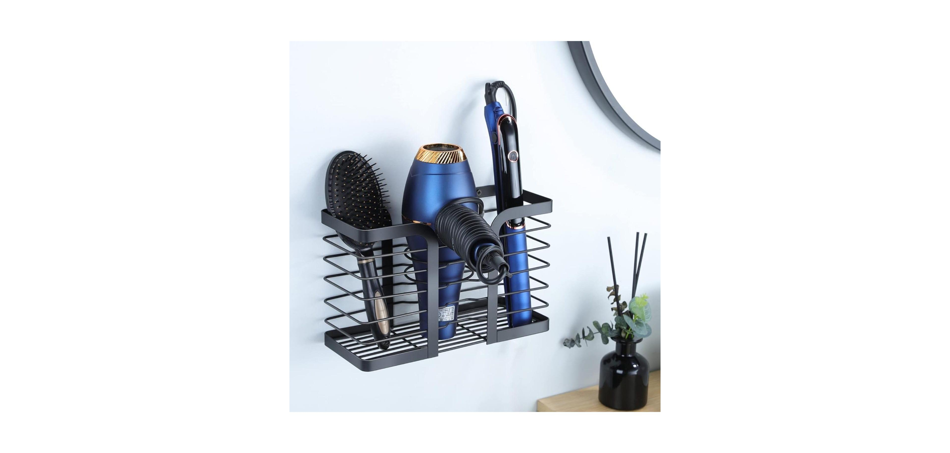 Yigii Hair Dryer Holder & Wall Mount Organizer – Metal Wire Bathroom Rack for Blow Dryer, Flat Iron, Curling Wand & Styling Tools