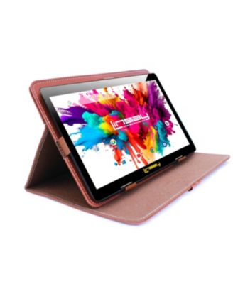 New 10.1" Tablet Octa Core 128GB Bundle with Brown Leather Case Newest Android 13