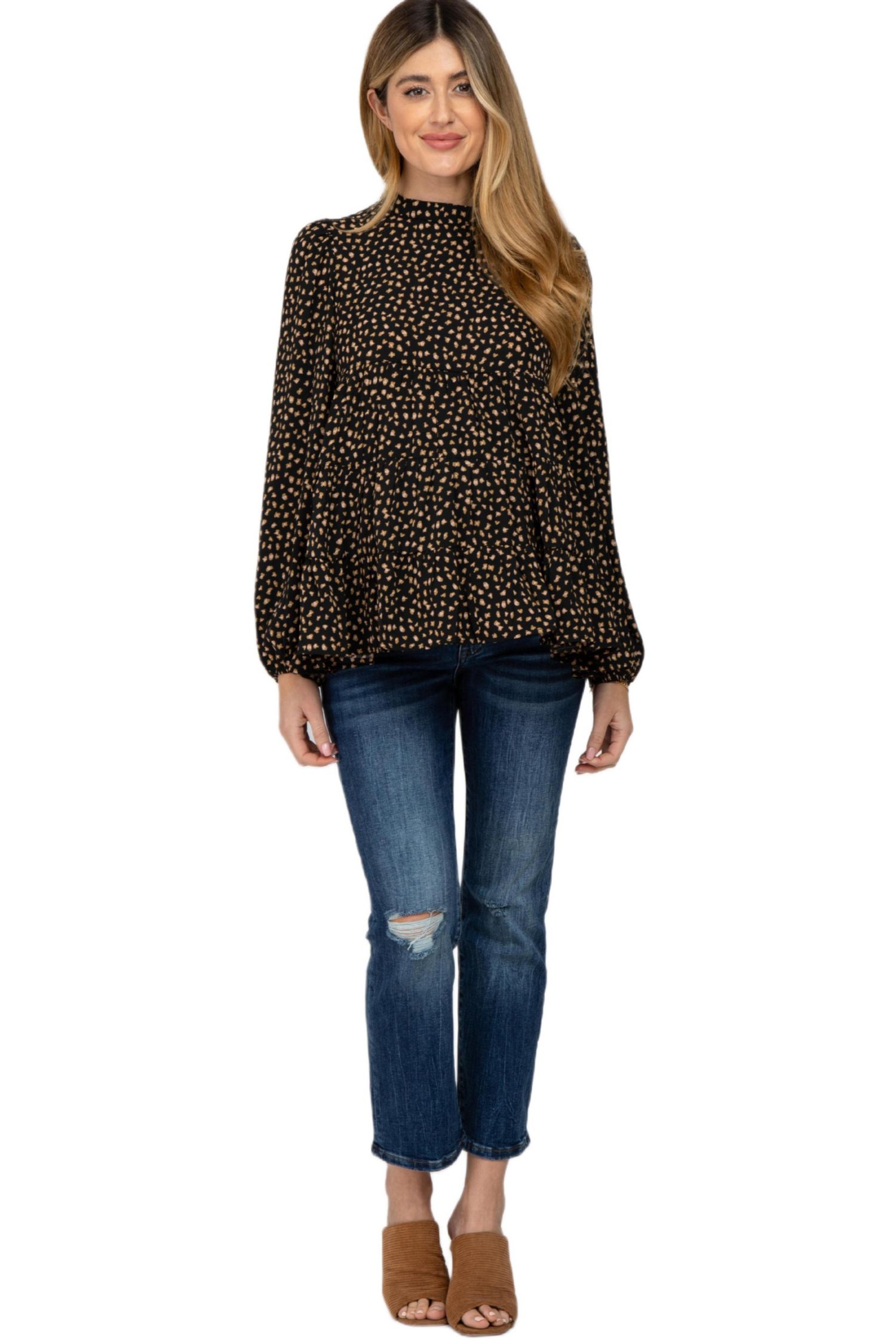 Women's Mock Neck Tiered Top