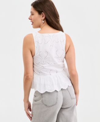Women's Cutwork V-Neck Tank Top, Macy's Exclusive