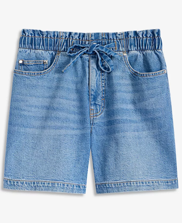 Women's High-Rise Paperbag-Waist Jean Shorts - thumbnail 5