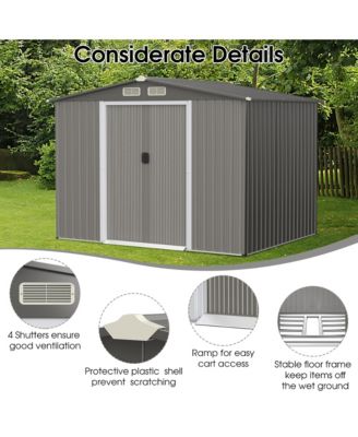 8'x6' Outdoor Storage Shed Galvanized Steel Tool House Organizer for Garden Yard