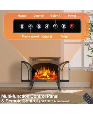 Electric Fireplace ,24" Portable Infrared Fireplace Stove with Multiple 3D Flame, Adjustable Temp & Brightness,Timer 5100BTU