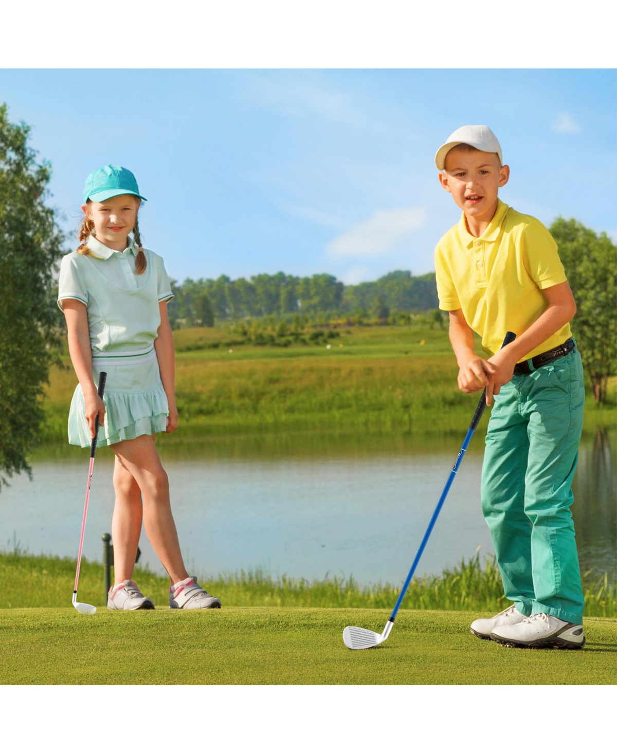 Sugift Outdoor Recreation & Sports Gear Junior #7 Iron for Kids with Fiberglass Shaft and Headcover-Blue