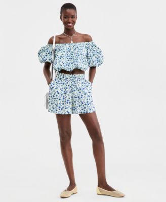 Women's Woven Ditsy Print Off-The-Shoulder Top, Macy's Exclusive