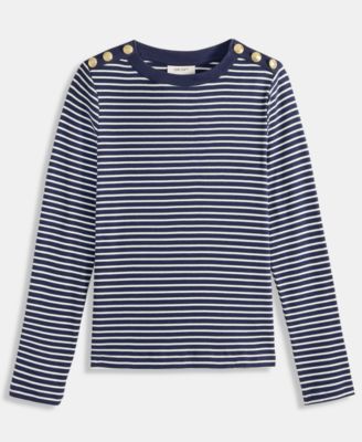 Women's Knit Long-Sleeve Button-Shoulder Top, Macy's Exclusive