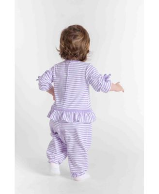 Baby Girls Stripe Knit Longall With Heart Flowers