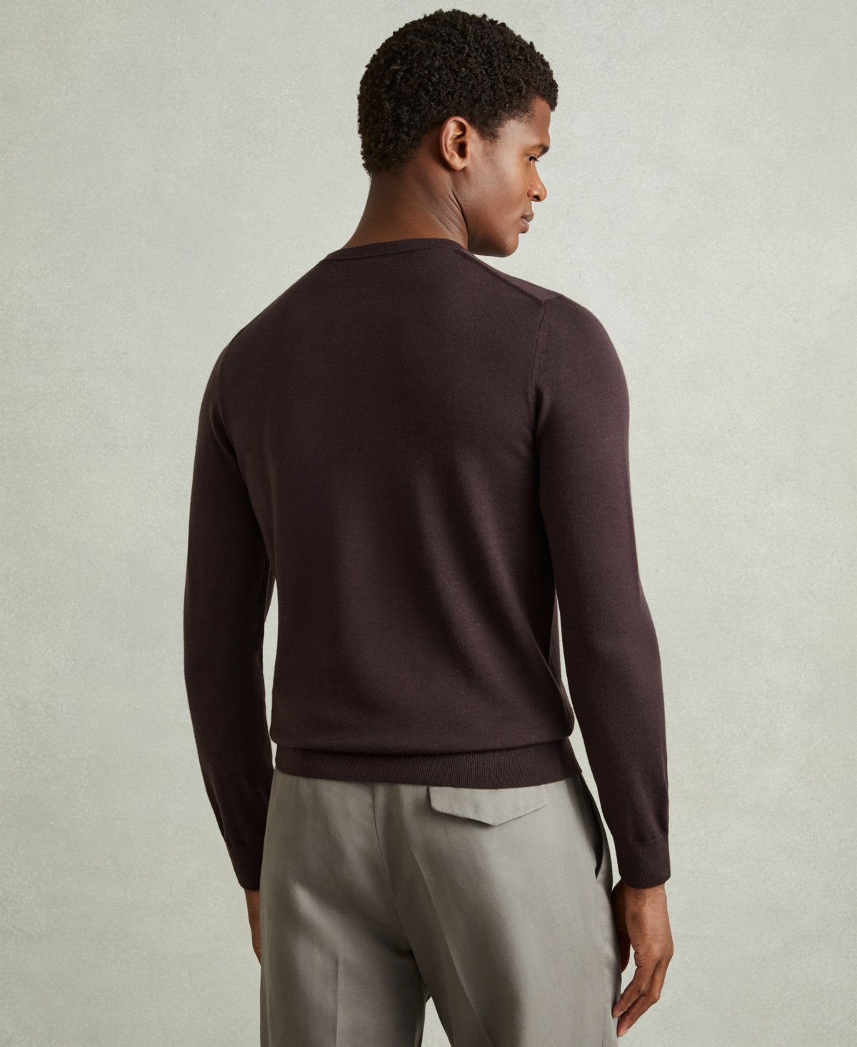Reiss Men's Merino Wool Crew Neck Sweater In Burgundy