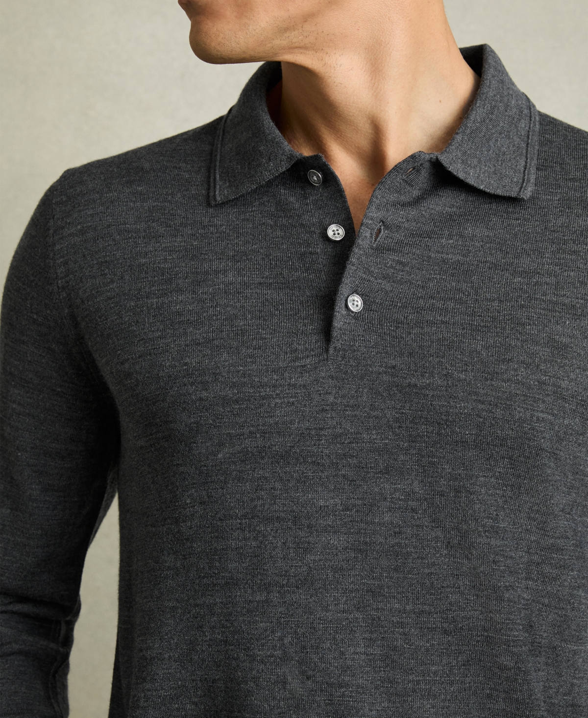 Reiss Men's Merino Wool Polo Shirt In Gray