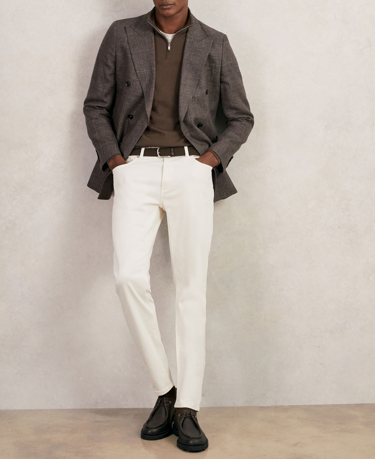 Reiss Mens Chocolate Brown Blackhall Half-zip Long-sleeve Merino-wool Jumper