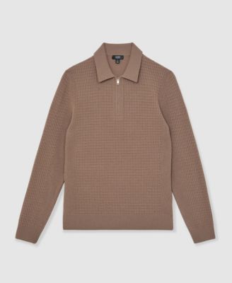 Men's Wool Waffle-Knit Half-Zip Polo Sweater