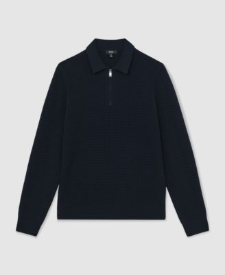 Men's Wool Waffle-Knit Half-Zip Polo Sweater