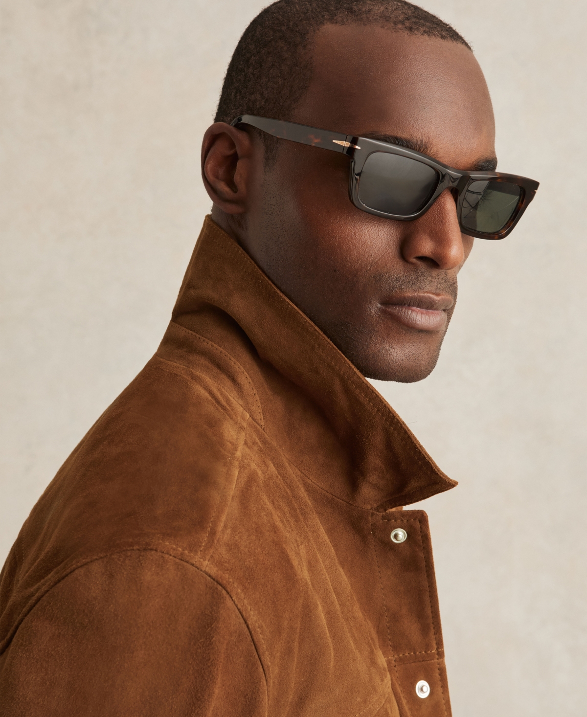 Reiss Men's Suede Press-Stud Trucker Jacket