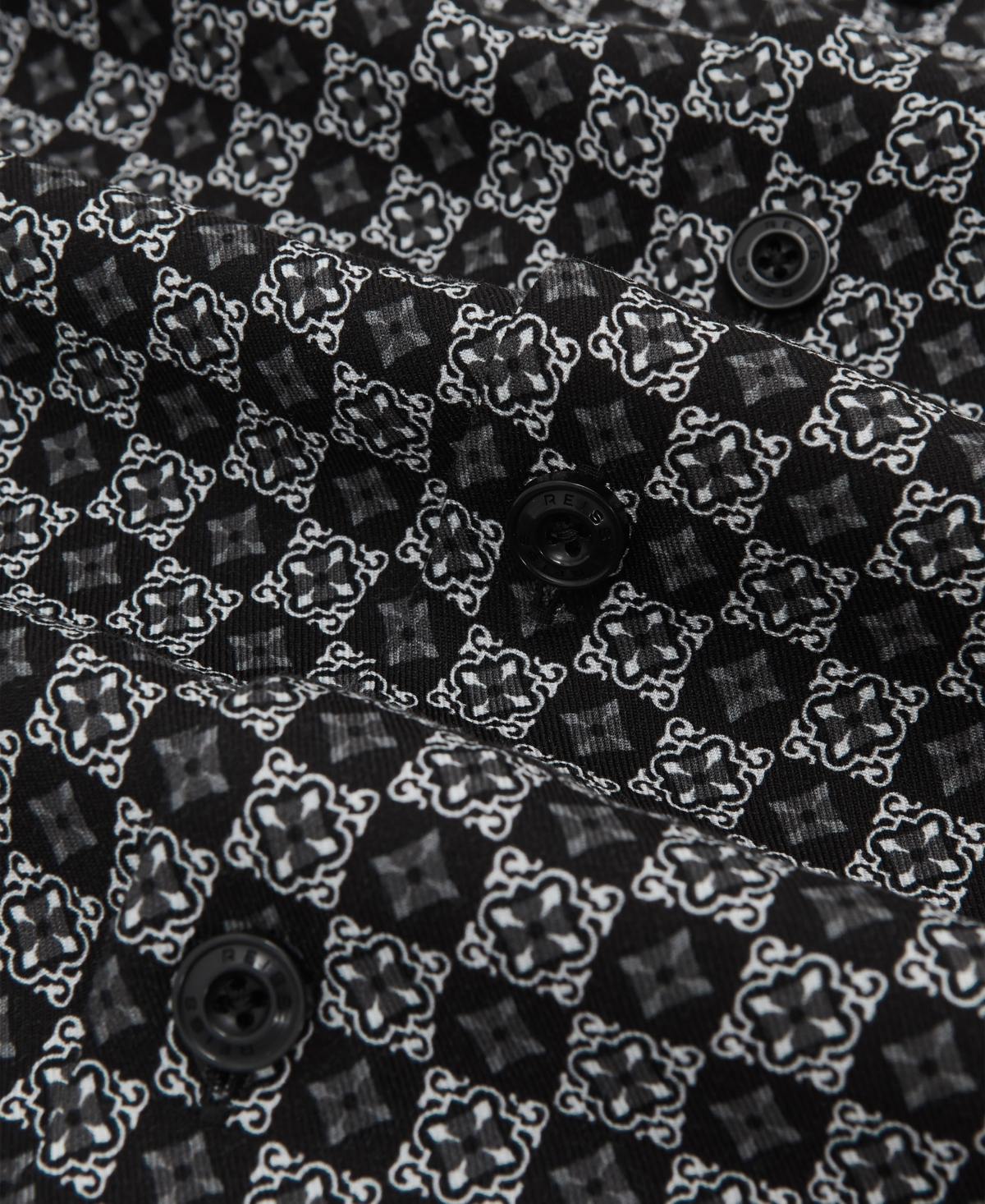 Reiss Men's Medallion-Print Long-Sleeve Shirt