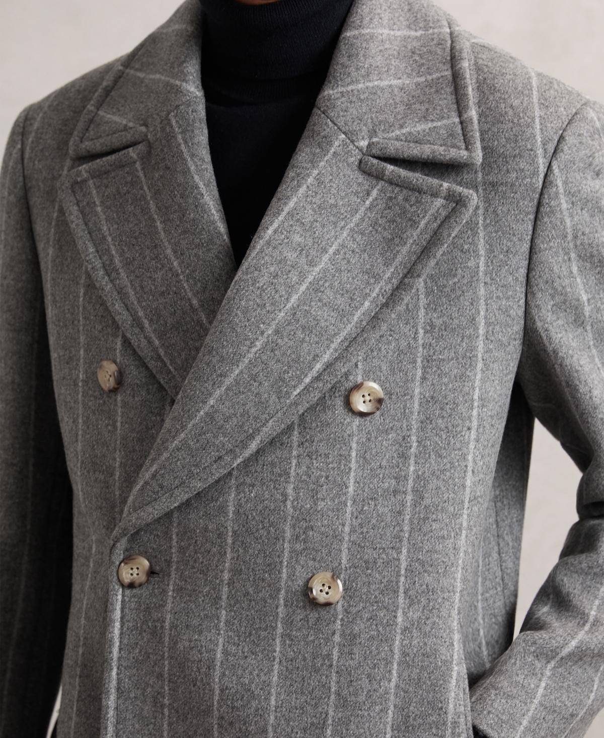 Reiss Men's Wool-Blend Chalk-Stripe Pea Coat