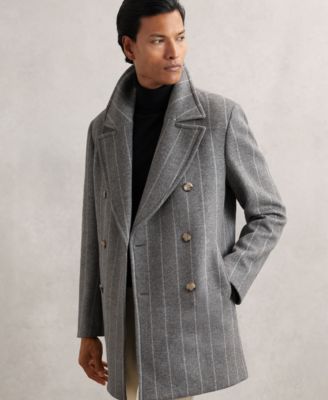 REISS - Men's Wool-Blend Chalk-Stripe Pea Coat