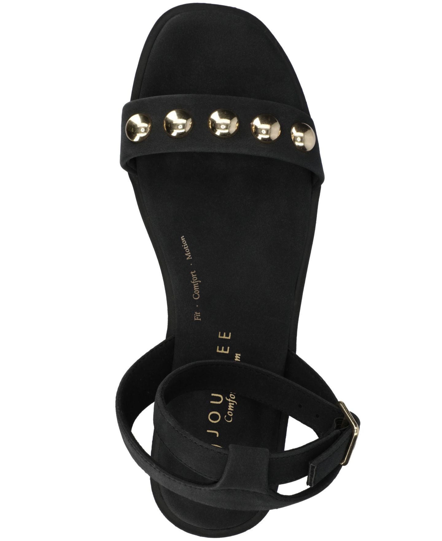 Женские сандалии Journee Collection Primrose Studded Ankle Strap Flat, цвет: Чёрный — фото 4