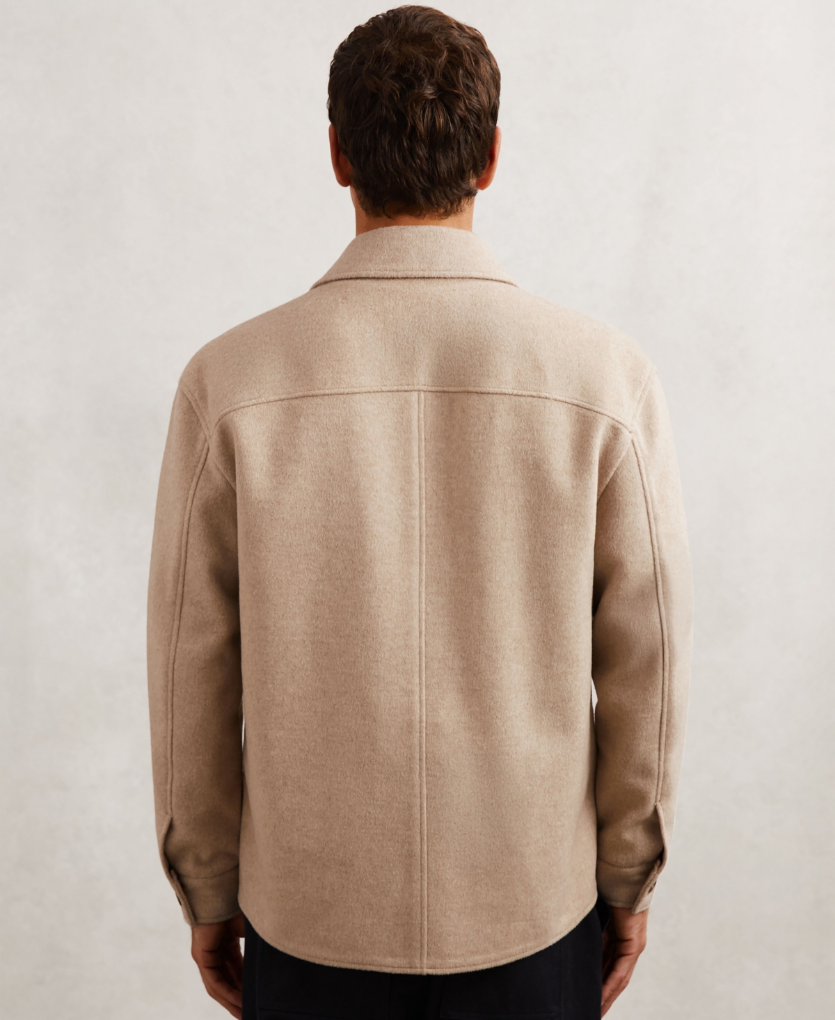 Reiss Liam Long Sleeve Button Front Overshirt In Neutral