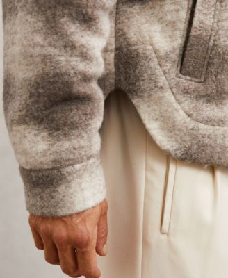 Men's Brushed Check Zip-Through Wool Overshirt