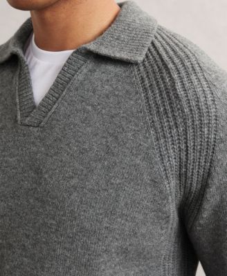 Men's Wool-Cashmere Open-Collar Sweater