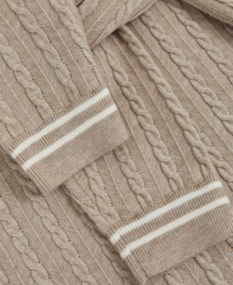 Men's Half-Zip Cable-Knit Wool Sweater