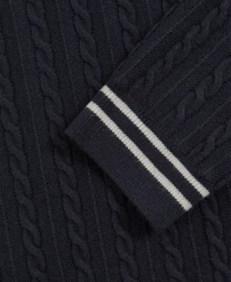 Men's Regular Fit Cable-Knit Wool-Blend Sweater