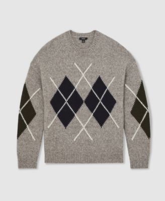 Men's Wool-Blend Crew-Neck Argyle Sweater