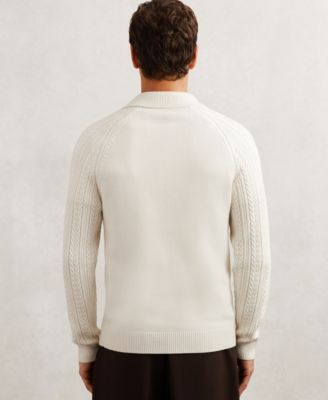 Men's Half-Button Cable-Knit Wool Shirt