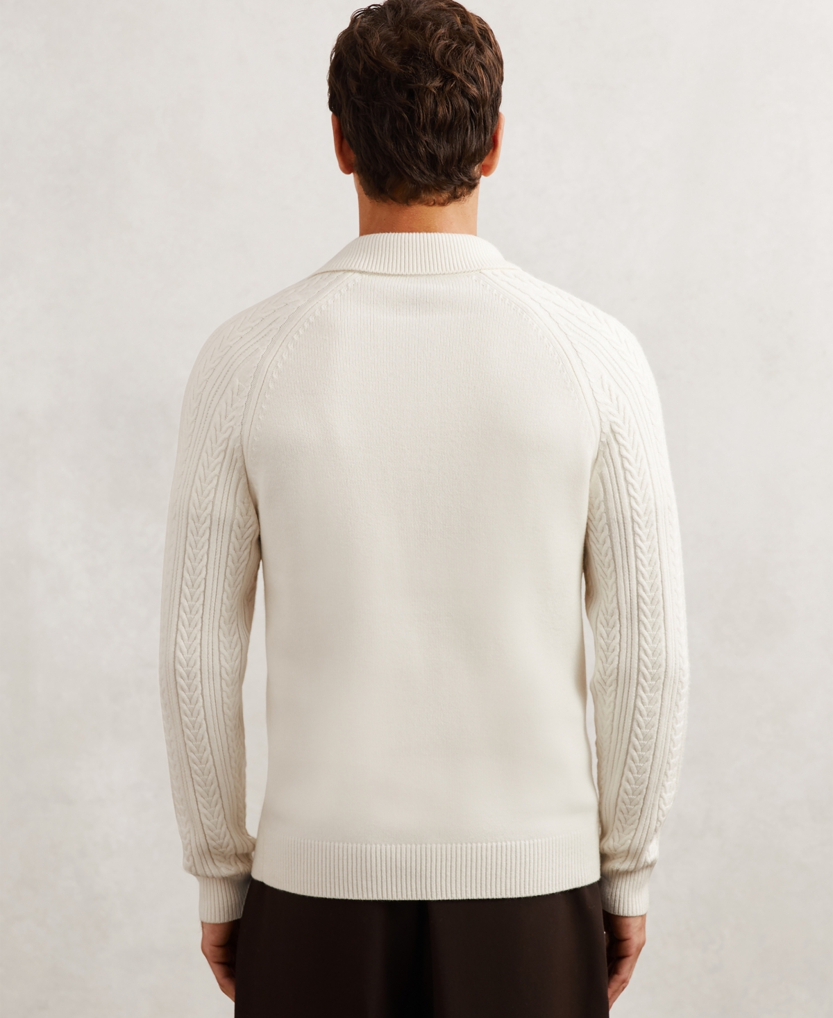 Reiss Men's Half-Button Cable-Knit Wool Shirt