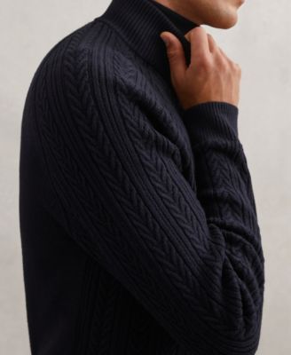 Men's Cable-Knit Half-Zip Wool Sweater