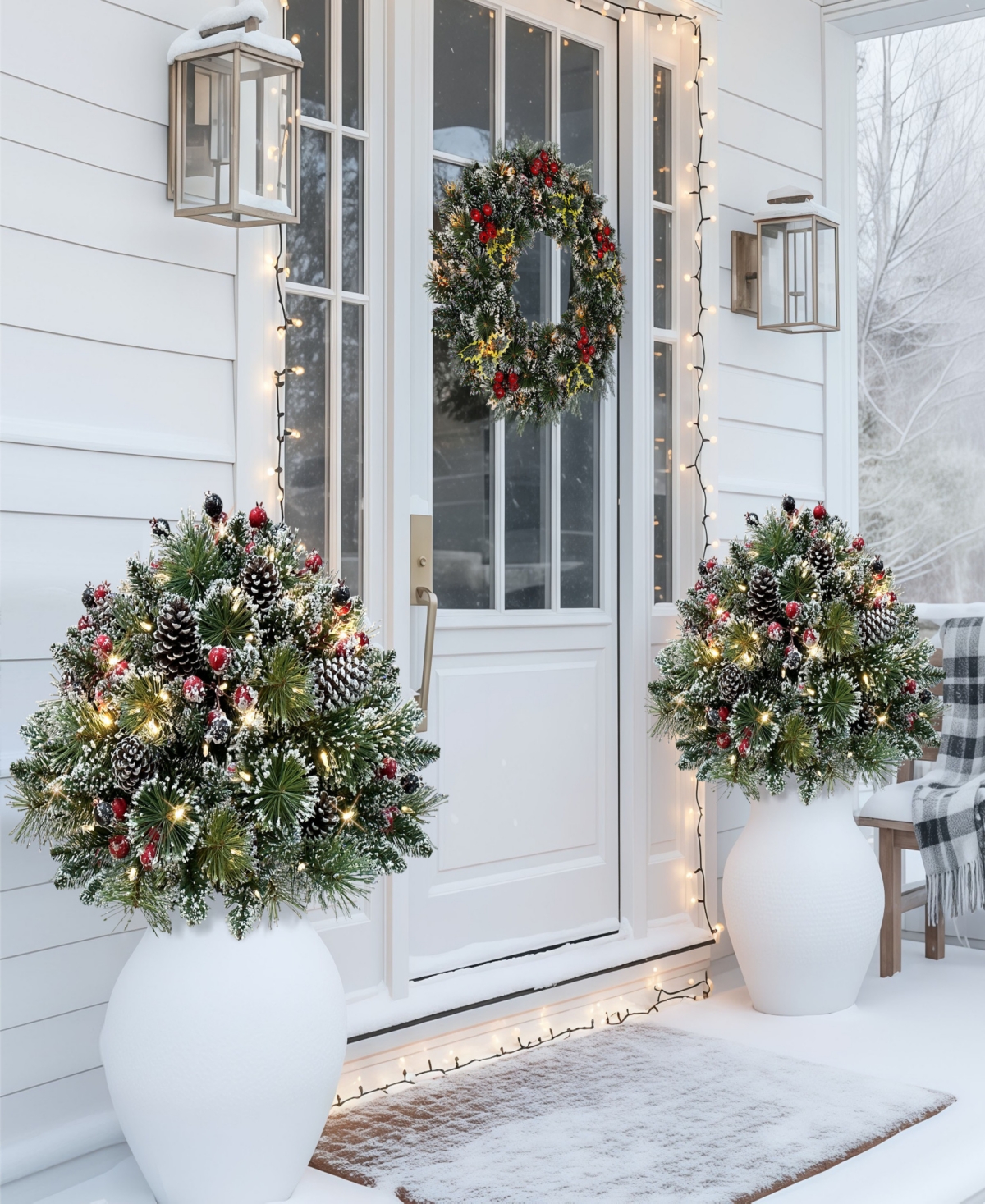 Puleo International 26" Battery-operated Pre-lit Urn Filler Christmas Holiday Decor In Green