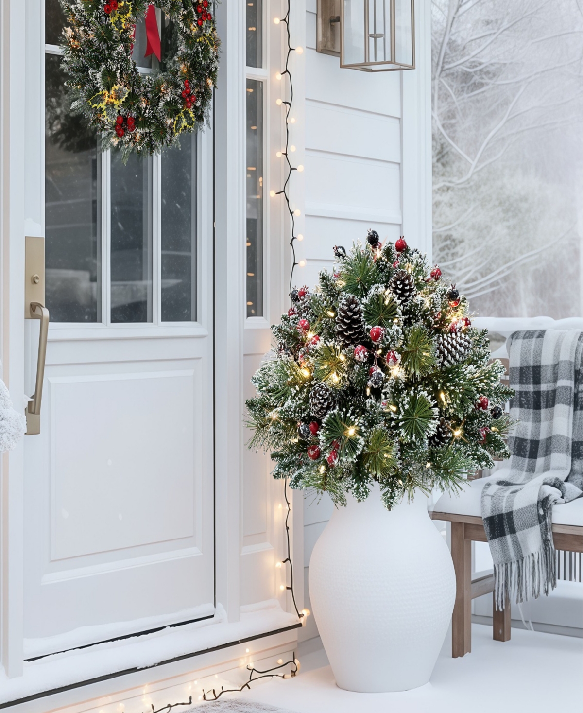 Puleo International 26" Battery-operated Pre-lit Urn Filler Christmas Holiday Decor In Green