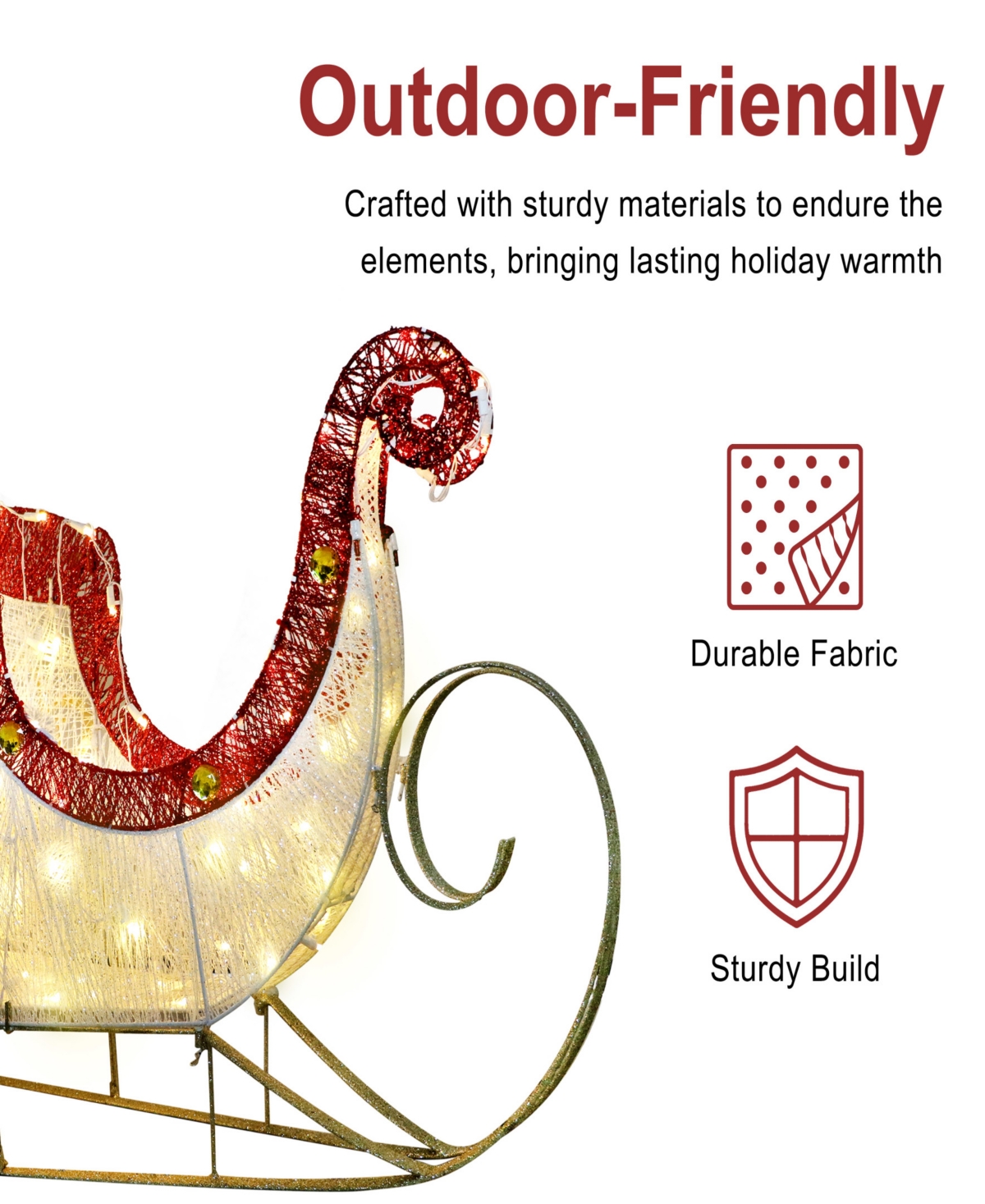 Puleo International 32" Pre-Lit Outdoor Sleigh Christmas Holiday Decor