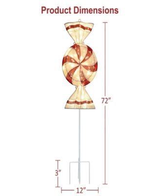 6' Pre-Lit Outdoor Peppermint Candy Pathway Stake Christmas D&eacute;cor