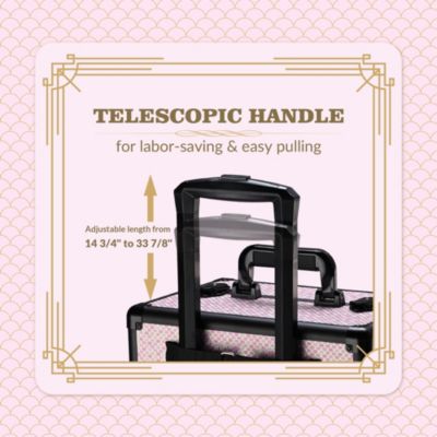 Large Rolling Makeup Case on Wheels 4in1 Cosmetology Art Deco Bloom