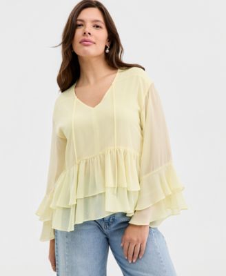 Women's Long Sleeve Chiffon Ruffle Blouse, Macy's Exclusive