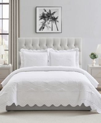 Scallop Microfiber 3-Pc. Quilt Set, King